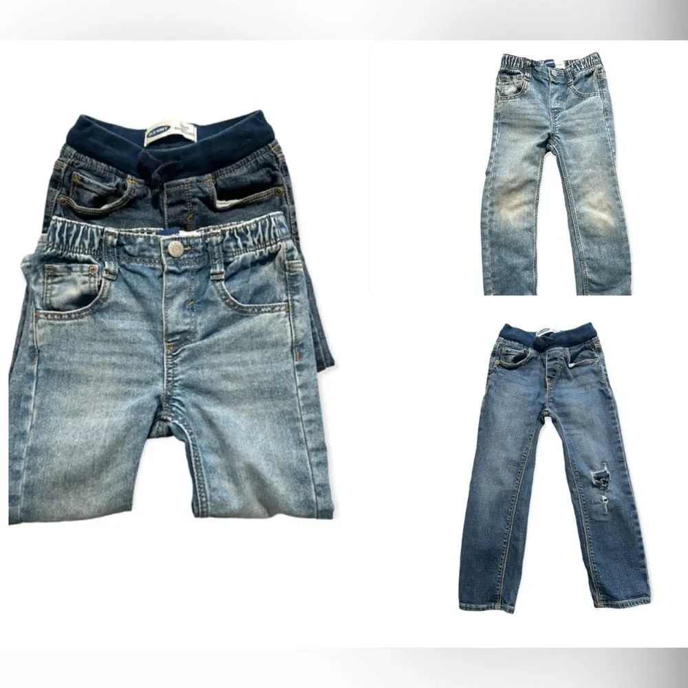 Old Navy 2 Pair Boys Jeans Bundle | Trendy Distressed & Pull-On Denim Lot EUC